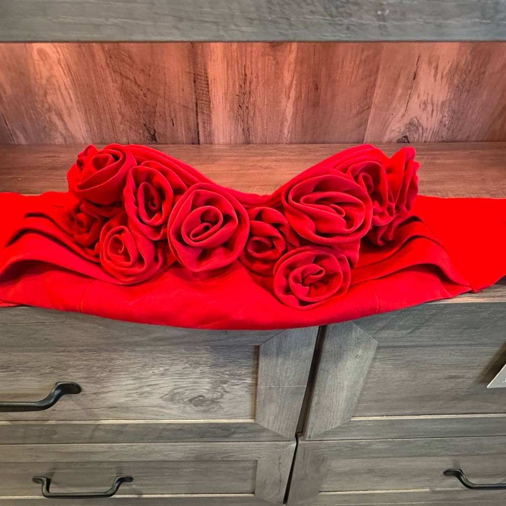 NWT MESHKI Paloma Rose Crop Top in Red